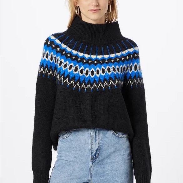 Black And Blue Patterned Women's Sweater